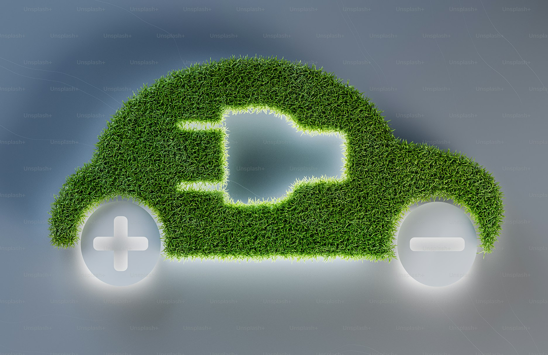Electric vehicle parked and charging at home